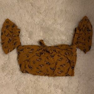 Windsor yellow/orange floral crop top w bow tie